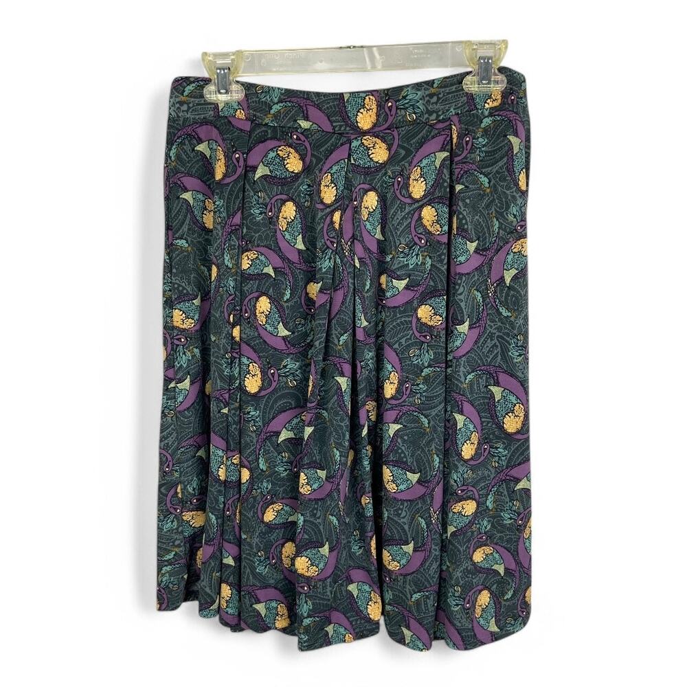 LuLaRoe Madison Skirt Purple Peacock Print Womens Large - Picture 2 of 5